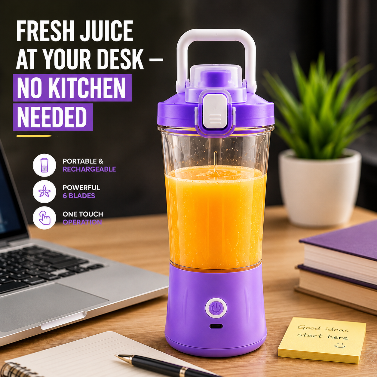 Eletric Crusher Juicer With Multicolor Light, 8 Blades (600 ML / Multicolor)