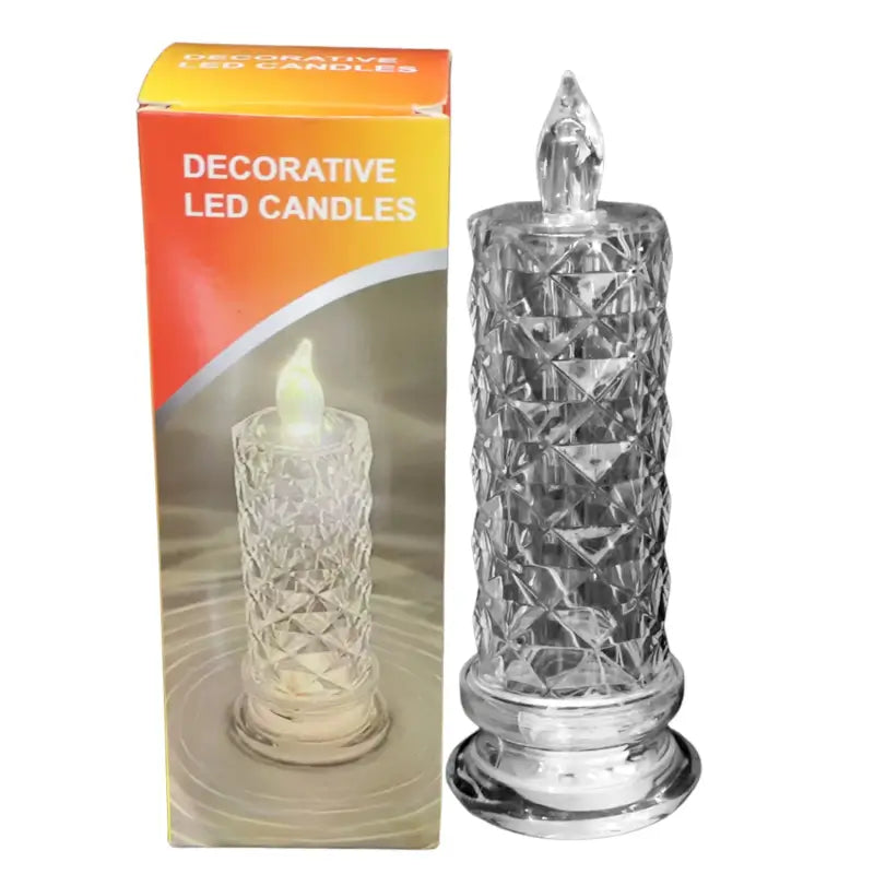 Decorative LED Crystal Candle Light – Flameless Flickering Candle for Home, Parties, Romantic Dinners & Festive Decoration (1 Pc)