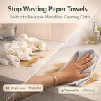 Microfiber Cleaning Cloth Roll – 20 Reusable Tear-Away Towels | Washable Multipurpose Cleaning Wipes for Kitchen, Car, Home & Office | 25 x 25 cm